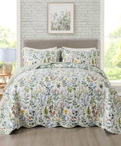 Juego de Colcha de 3 Piezas Travan Estilo Jardín Estampado