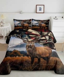 Juego de edredón de caza de ciervos tamaño King Juego de