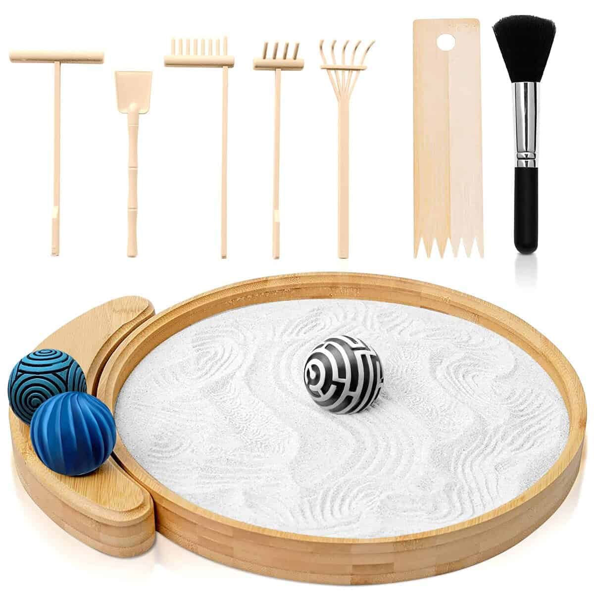 Kit de Jardín Zen Japonés para Escritorio | Bandeja de