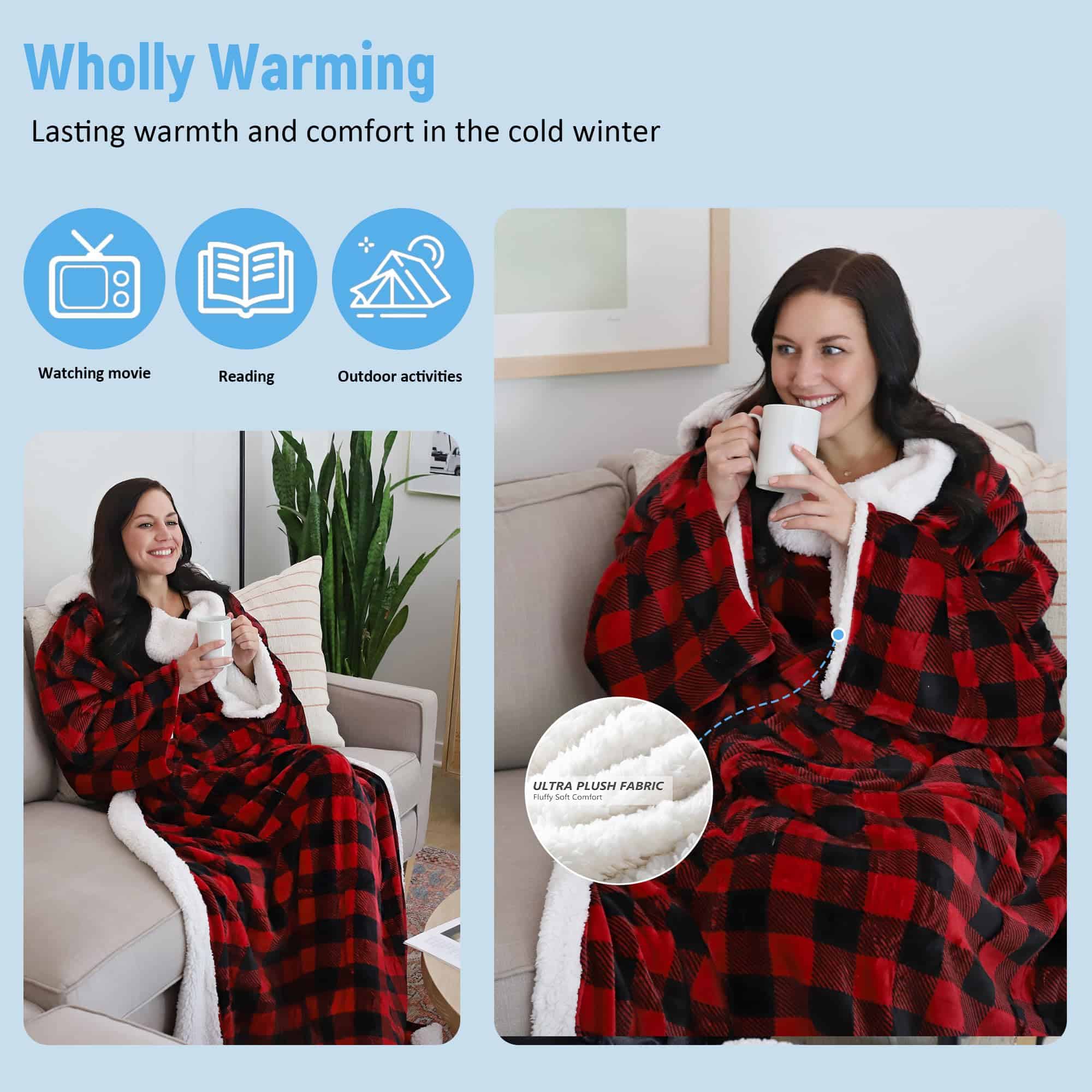 Manta portátil con mangas Catalonia Sherpa para mujer y - Imagen 3