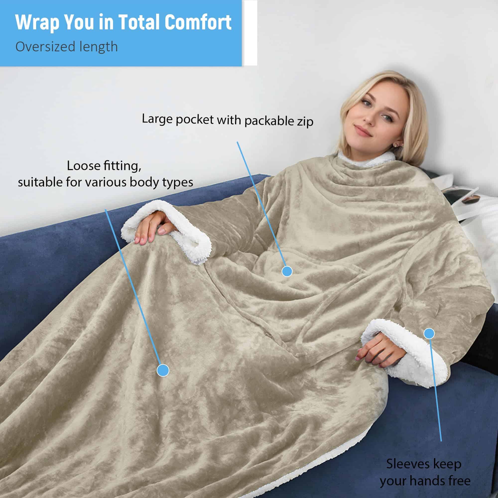 Manta con mangas Catalonia Sherpa, manta corporal súper - Imagen 3