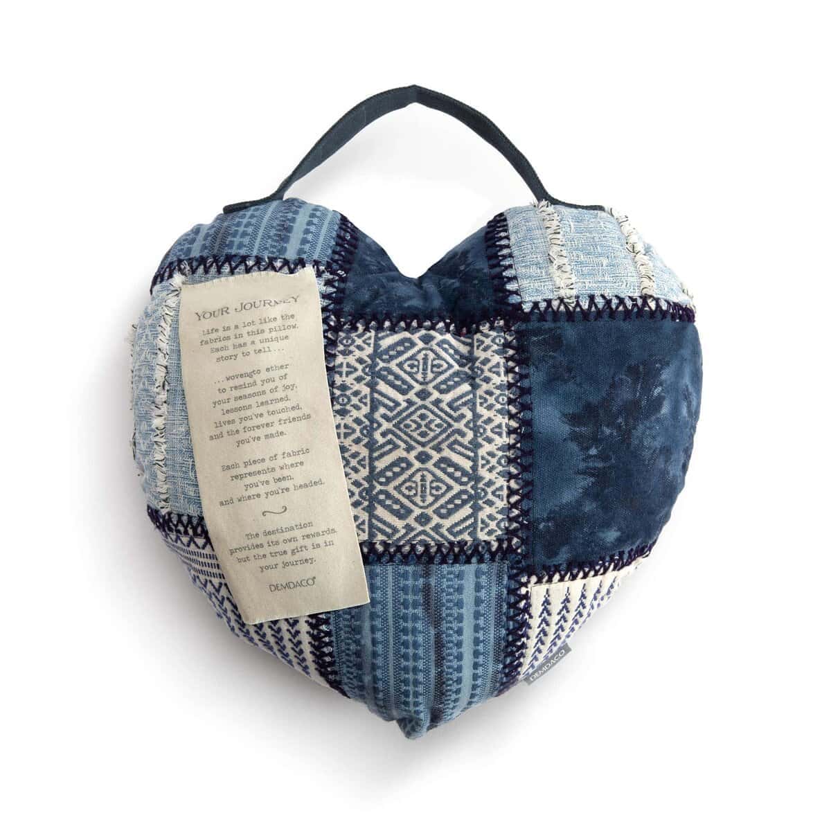Almohada Decorativa DEMDACO Journey Heart Patchwork Indigo