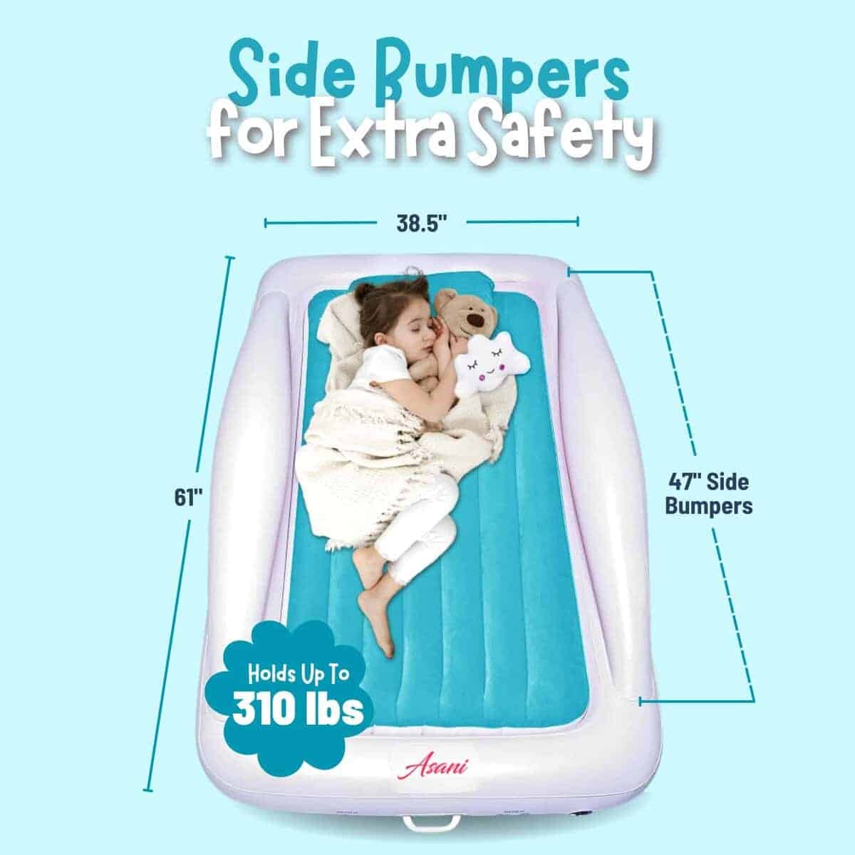 Cama de viaje inflable para niños Asani, bomba eléctrica, - Imagen 4