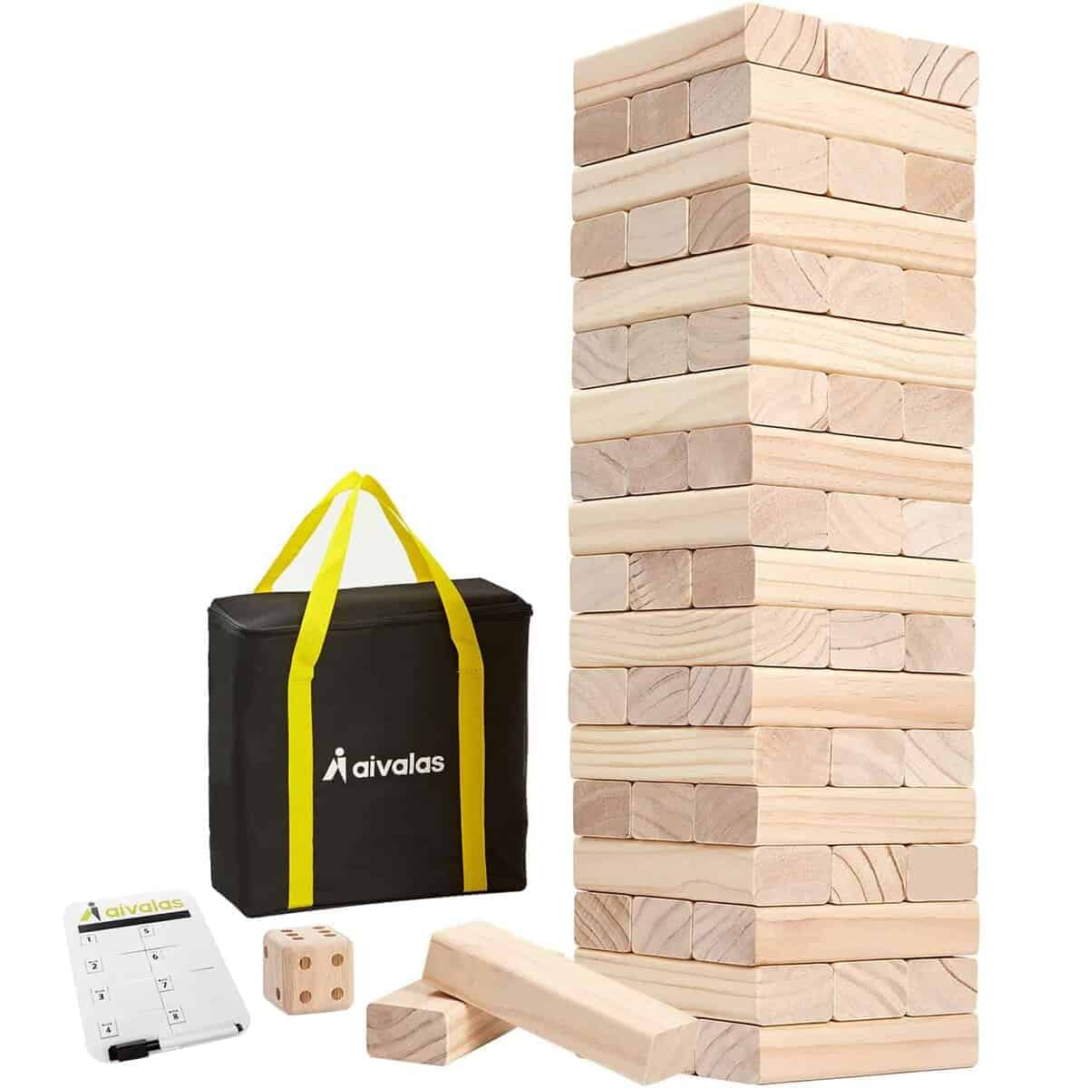 Juego de Torre Gigante de Tumbar Madera Aivalas, 60 Bloques