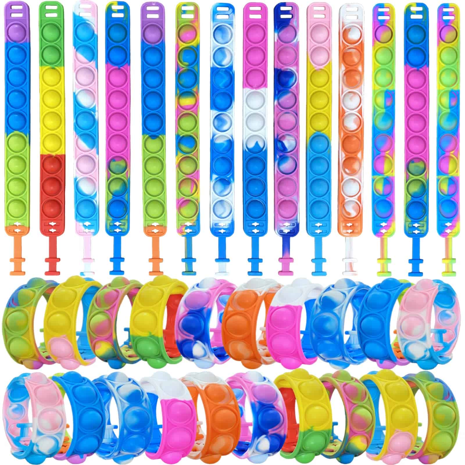 Paquete de 150 pulseras de burbujas de silicona ajustables
