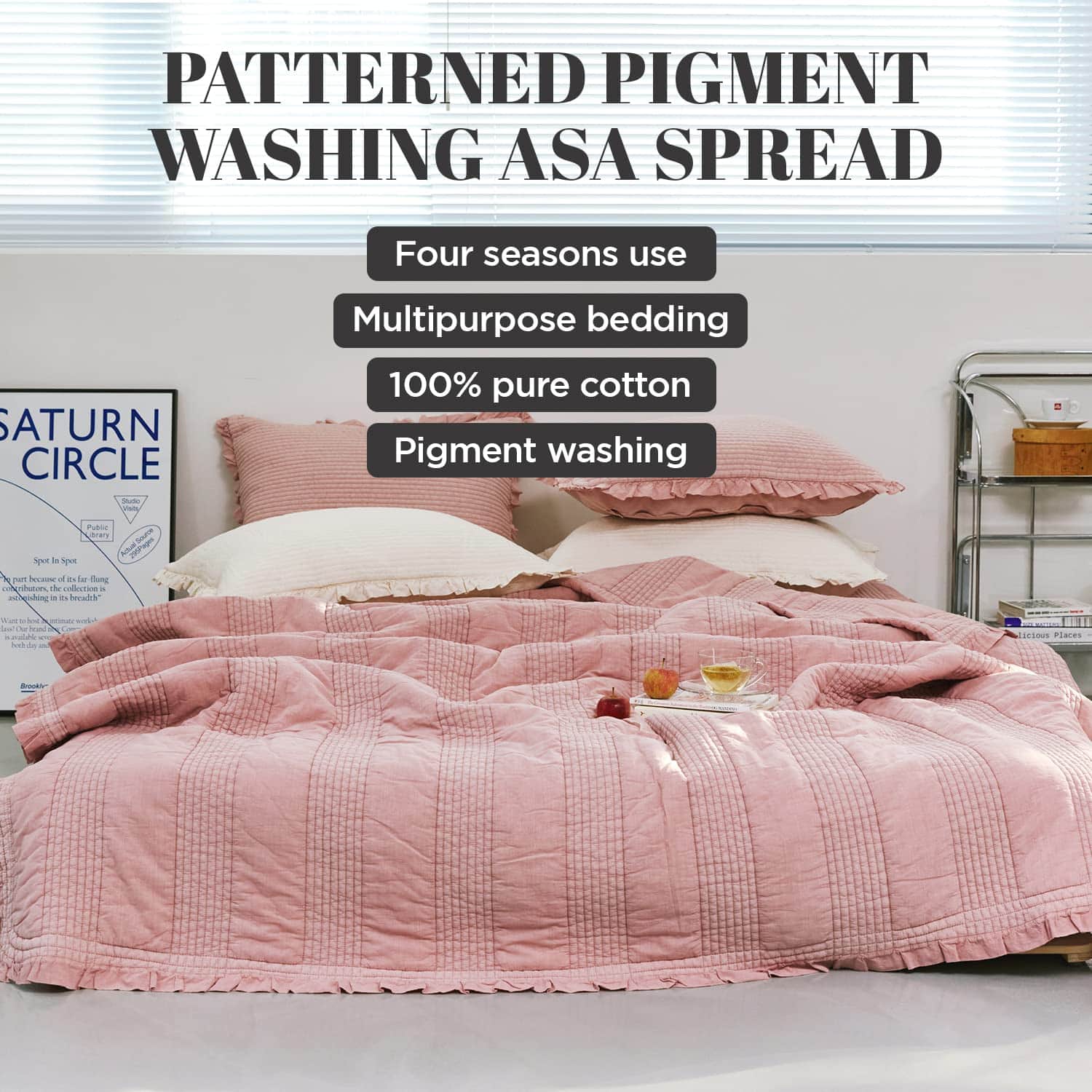 Colcha de Cama Estampada 100% Algodón, Manta - Tamaño - Imagen 3