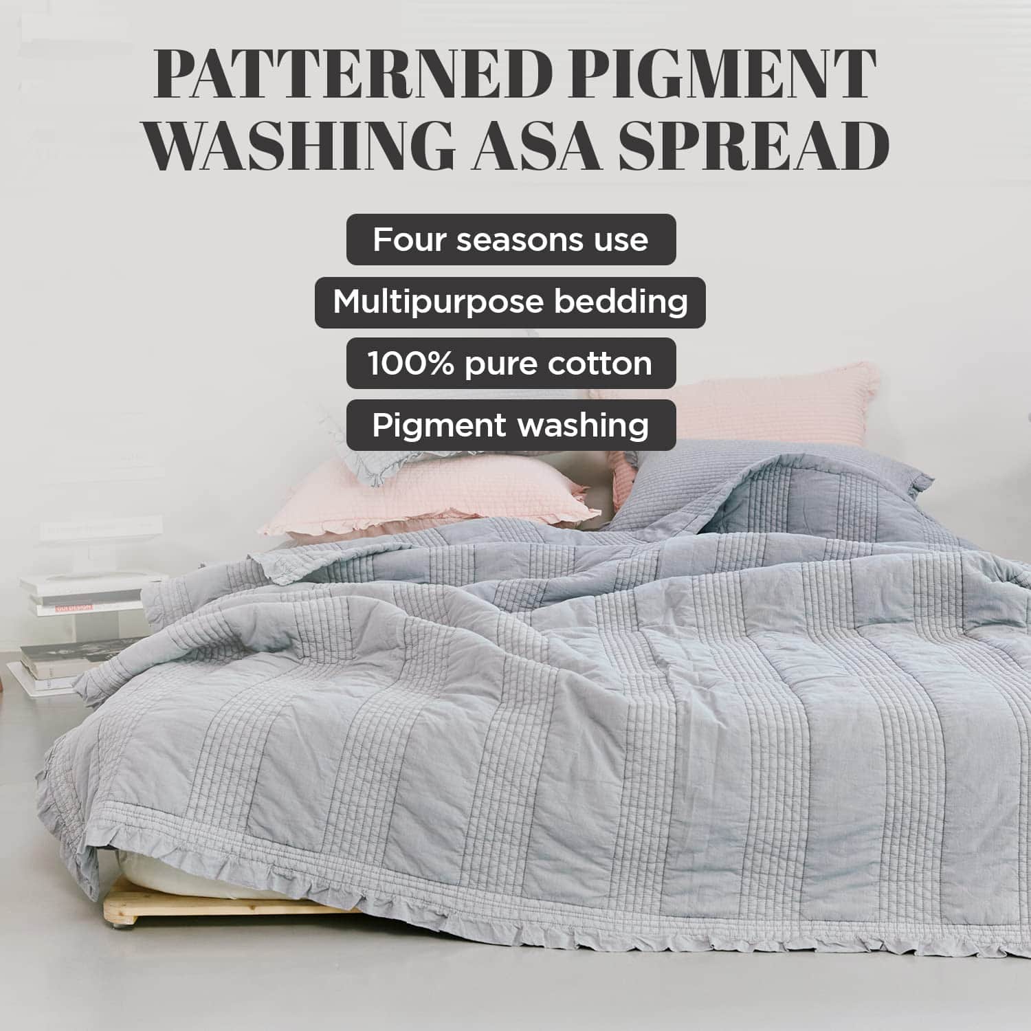 Colcha de Cama Acolchada de Algodón 100%, Manta - Tamaño - Imagen 3