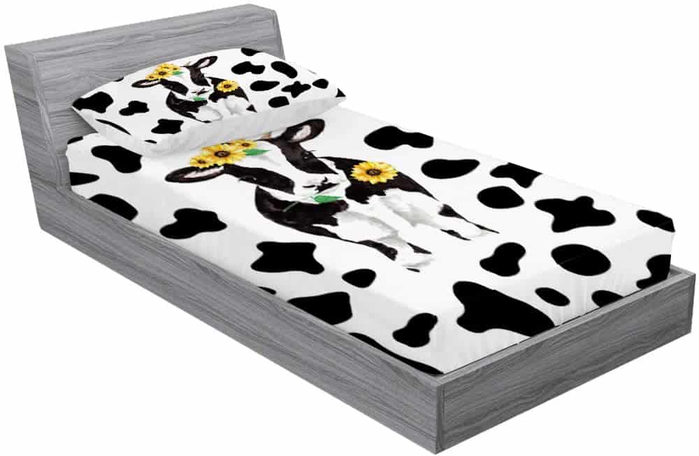 Juego de Sábanas Gemelas Mkikejoy Cute Cow Blanco y Negro - Imagen 3