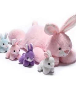 Peluche Suave y Abrazable de Coneja Mamá con 4 Conejitos