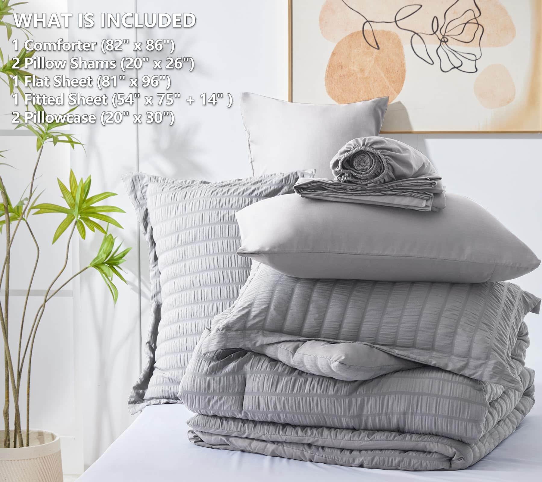 Juego de cama completo CozyLux en una bolsa gris claro con - Imagen 7