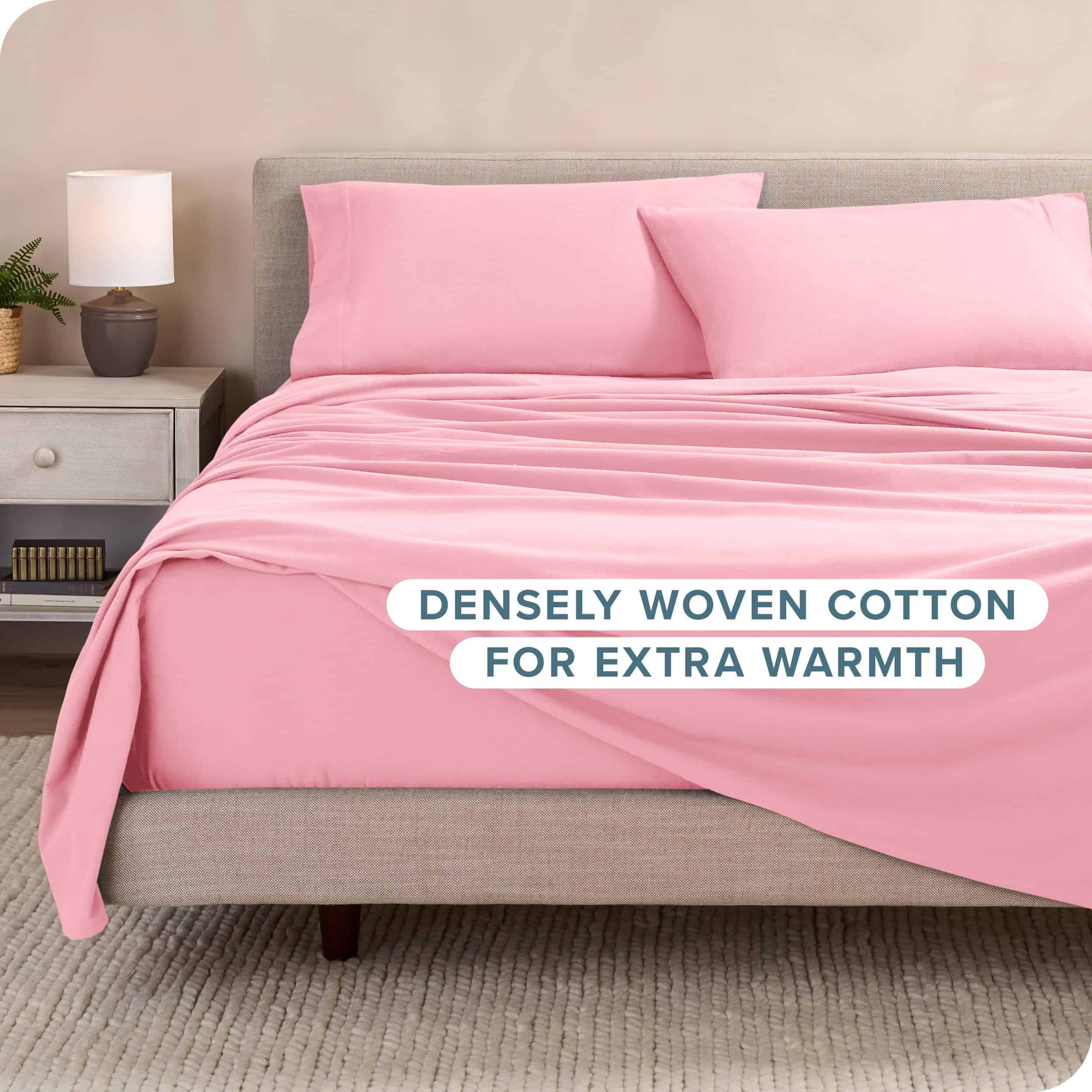 Juego de sábanas de franela Bare Home 100% -Rosa Claro - Imagen 5