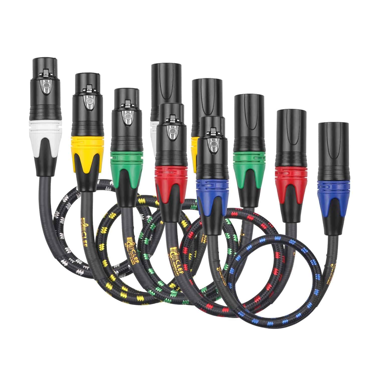 Cable de micrófono XLR Clef Audio Labs de 1ft 5 Pack, Cable - Imagen 3