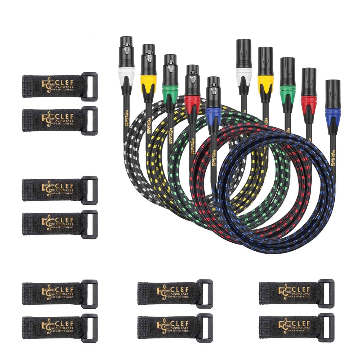 Cable de micrófono XLR Clef Audio Labs de 1ft 5 Pack, Cable