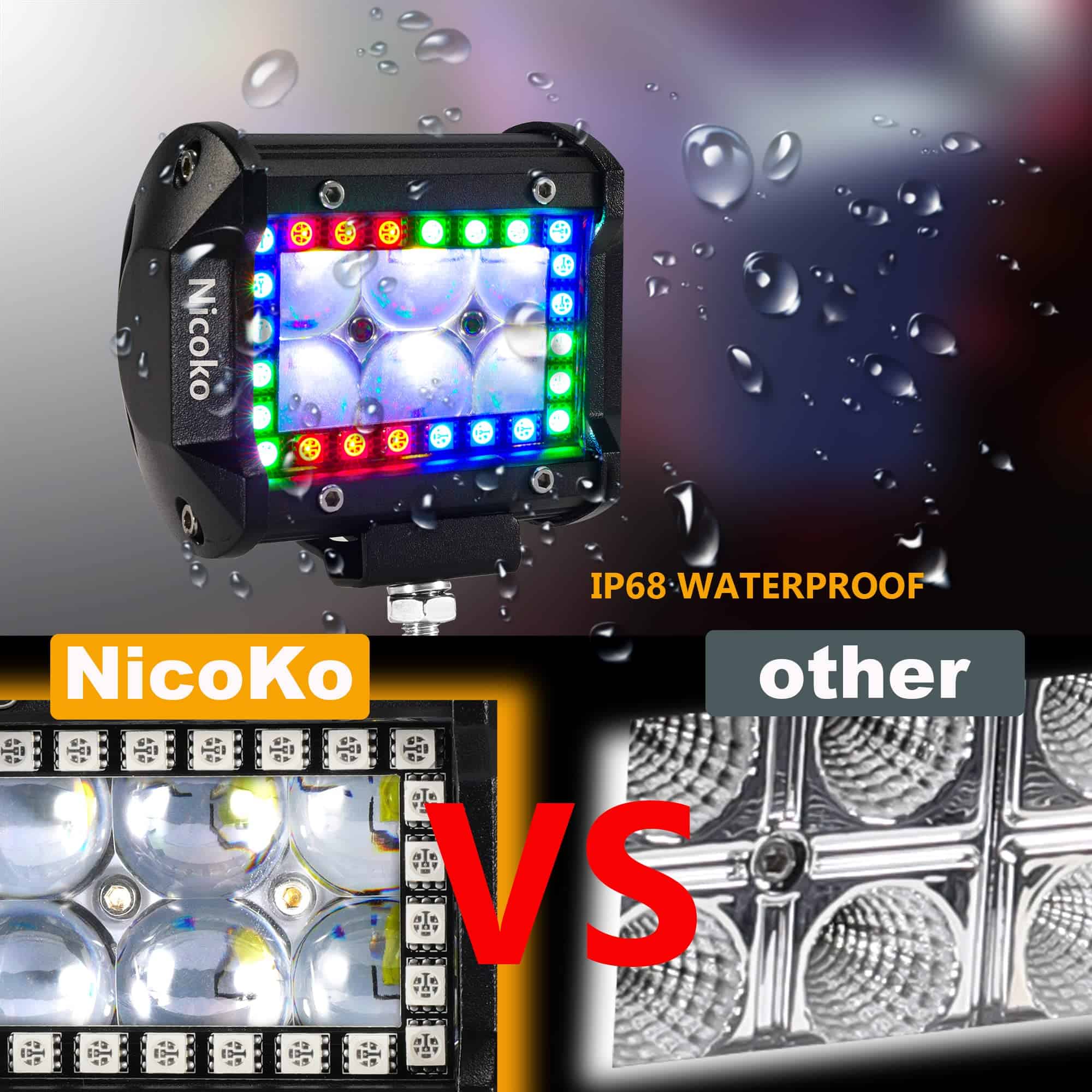 Nicoko Luces Led RGB 2 piezas 4 pulgadas 18W 3600LM - Imagen 6