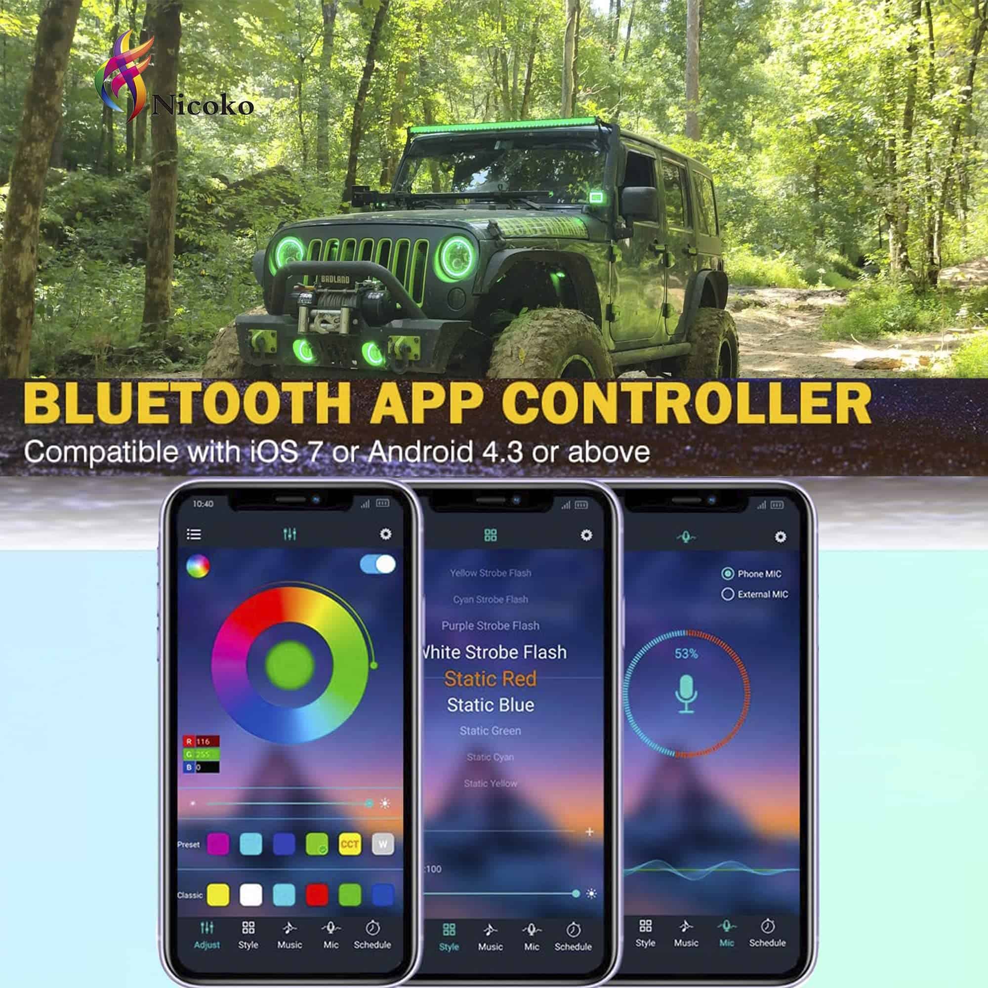 Nicoko Luces Led RGB 2 piezas 4 pulgadas 18W 3600LM - Imagen 8