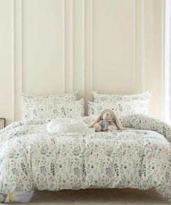 Funda de edredón ligera para niña Twin White Yellow Floral