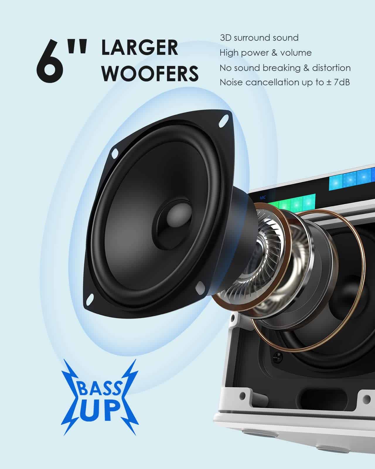 Máquina de Karaoke con 2 Micrófonos Inalámbricos, FULLIFE - Imagen 3