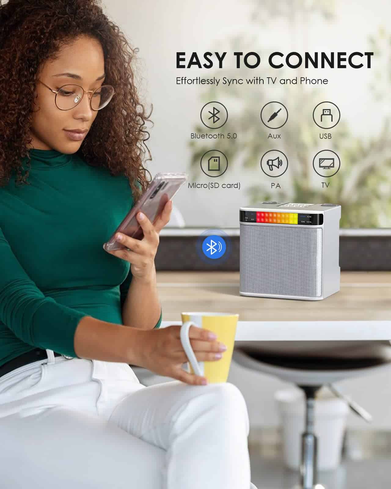 Máquina de Karaoke con 2 Micrófonos Inalámbricos, FULLIFE - Imagen 5