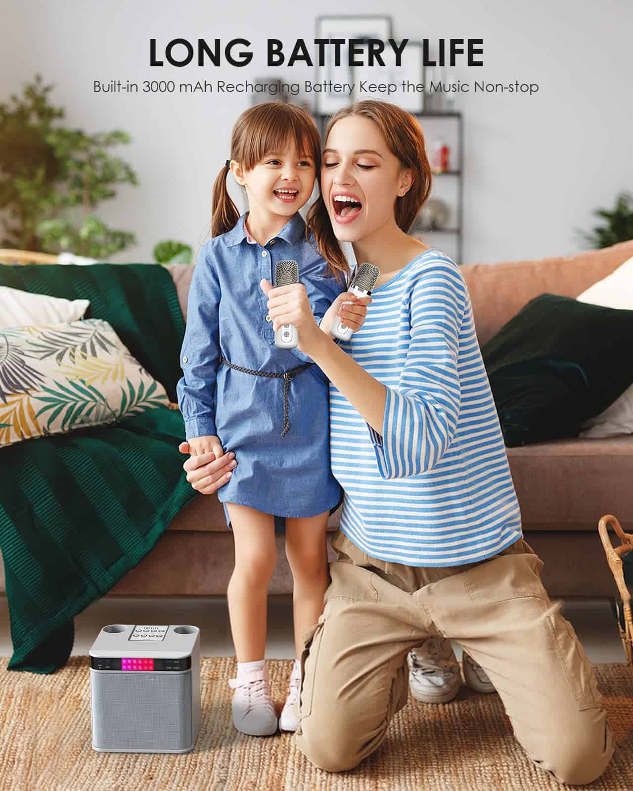 Máquina de Karaoke con 2 Micrófonos Inalámbricos, FULLIFE - Imagen 8