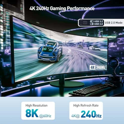 Cable Matters 8-en-1 USB C Hub DisplayPort 1.4, USB C Dock - Imagen 4