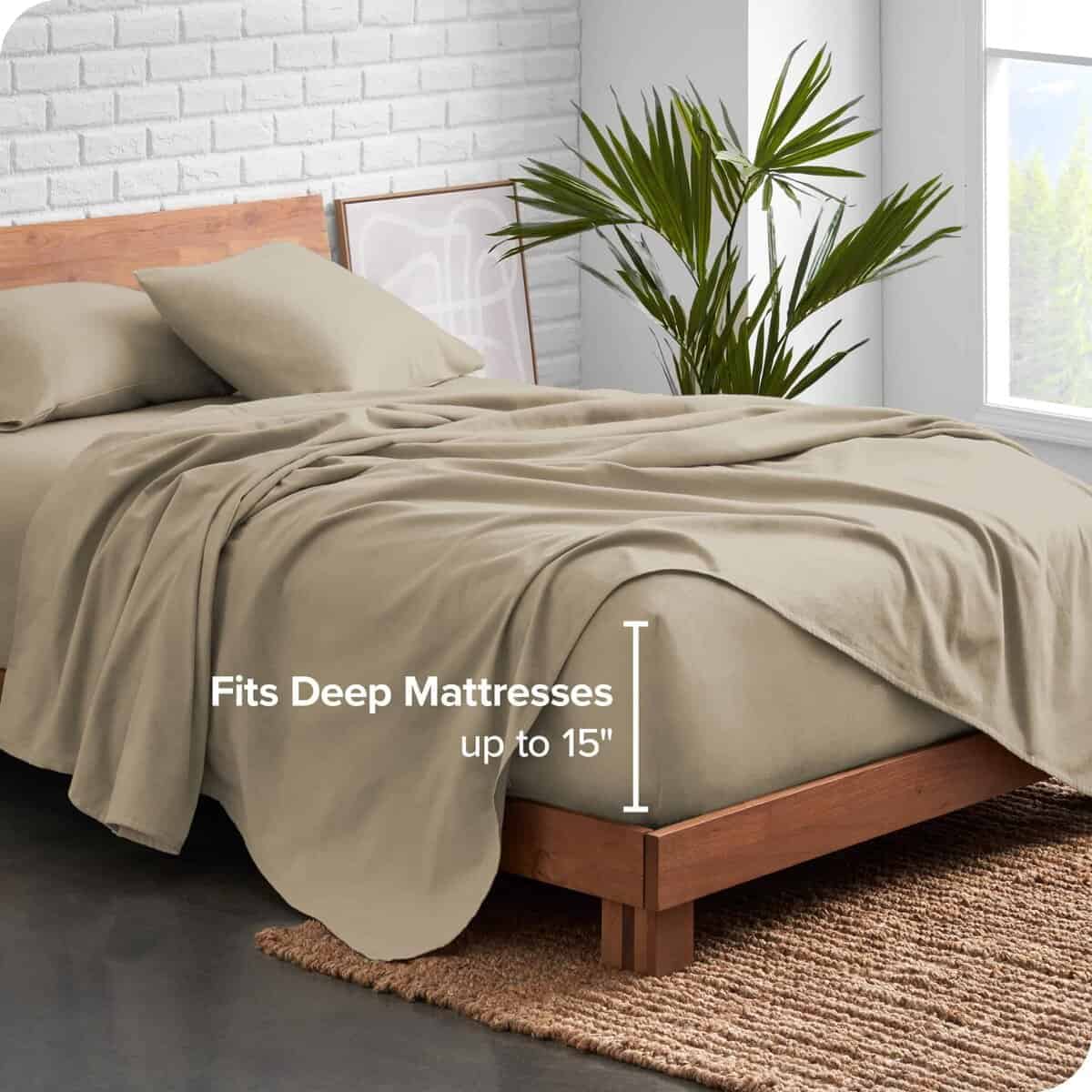 Juego de sábanas de franela de algodón orgánico -Arena - Imagen 4