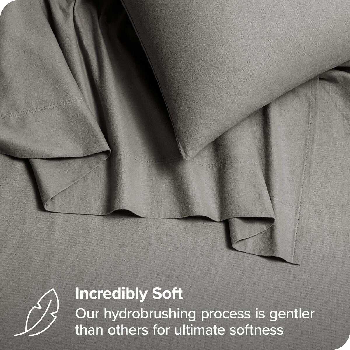 Juego de Sábanas de Franela de Algodón Orgánico -Gris Claro - Imagen 3