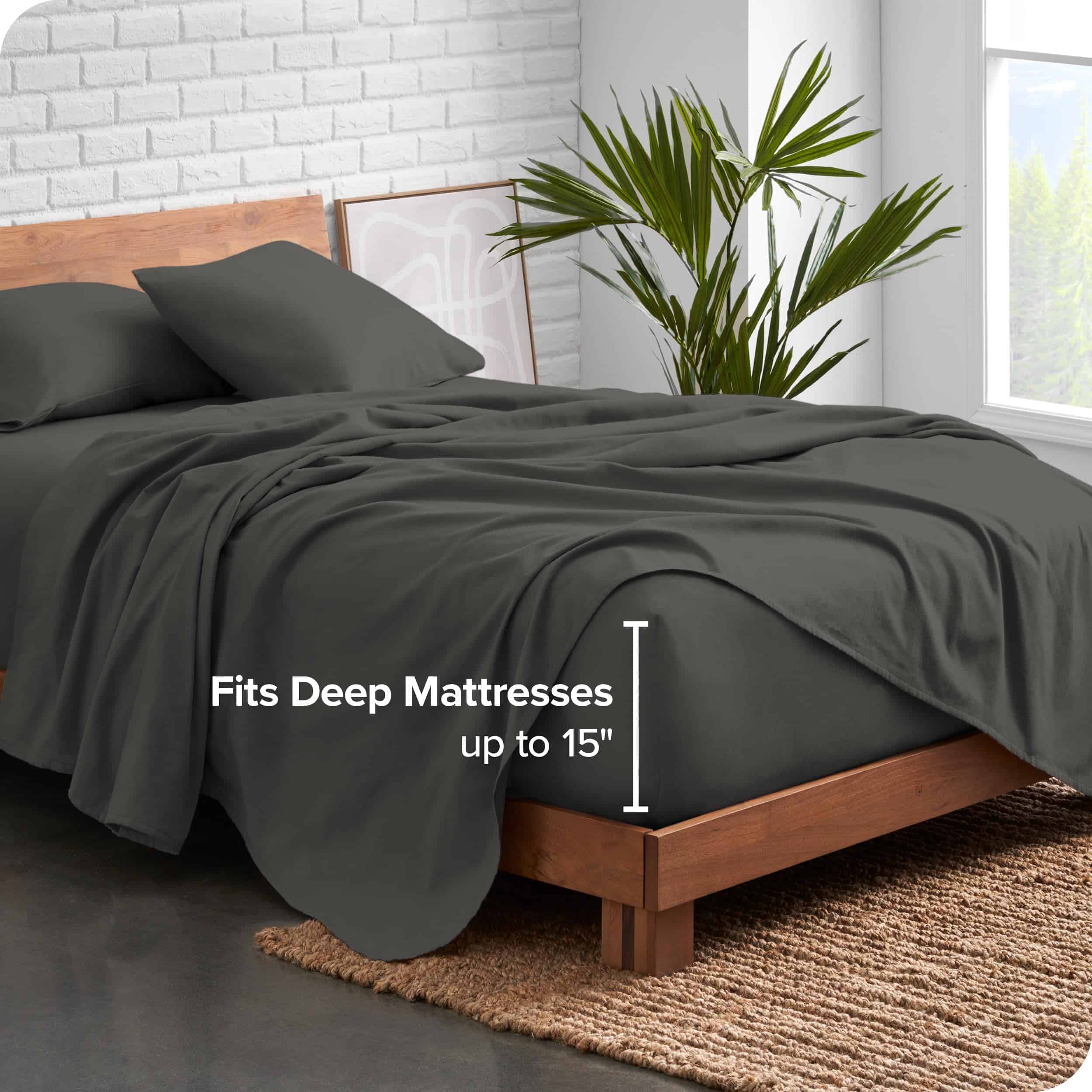 Juego de sábanas de franela de algodón orgánico -Gris - Imagen 4