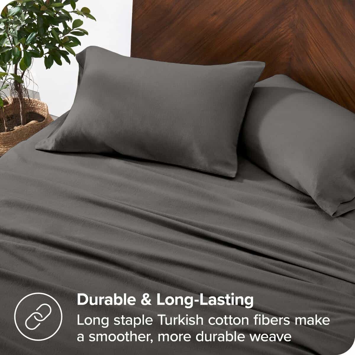Juego de sábanas de franela de algodón orgánico -Gris - Imagen 7