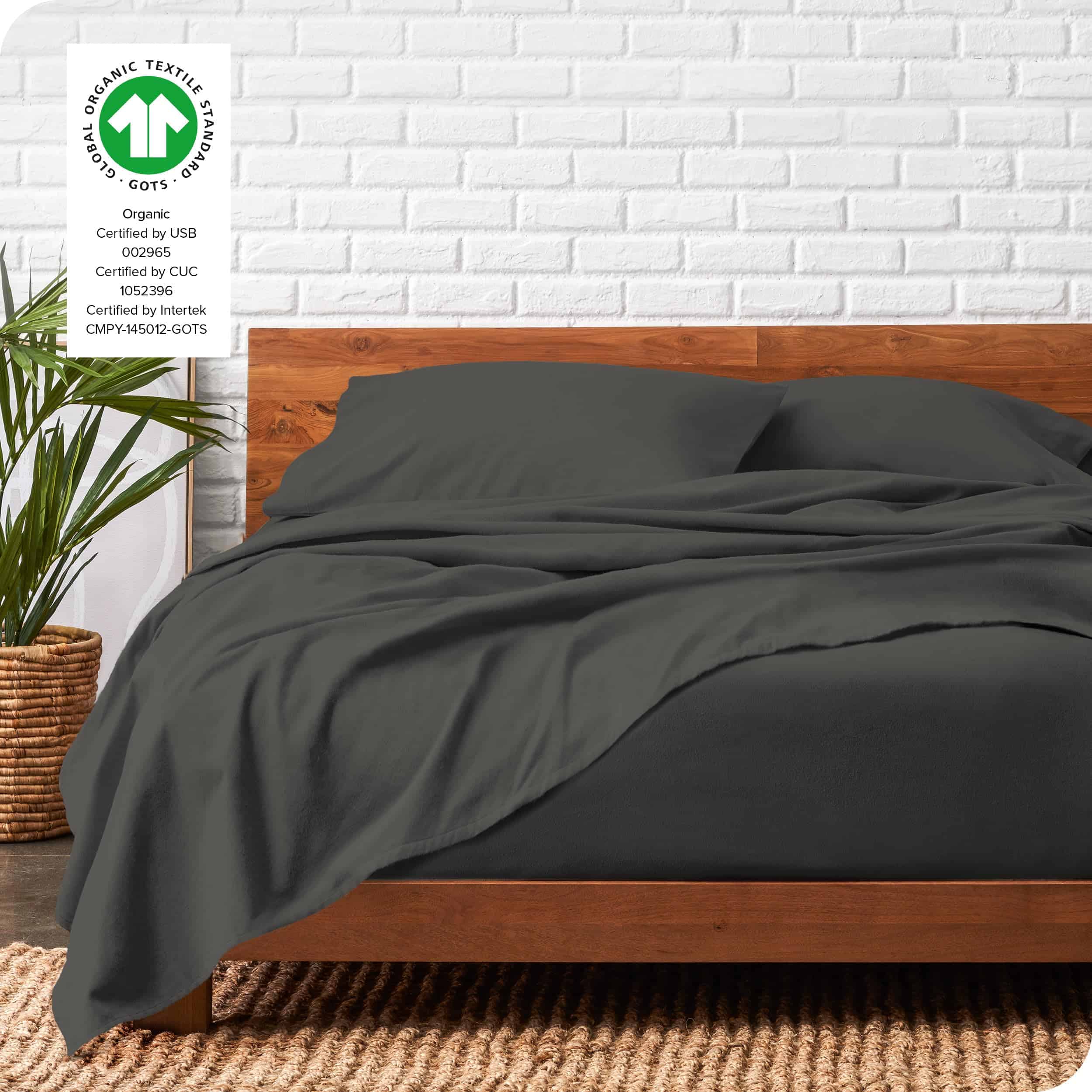 Juego de sábanas de franela de algodón orgánico -Gris - Imagen 5