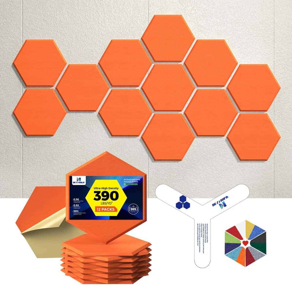 Paneles Acústicos Autoadhesivos Dexmoko -Naranja