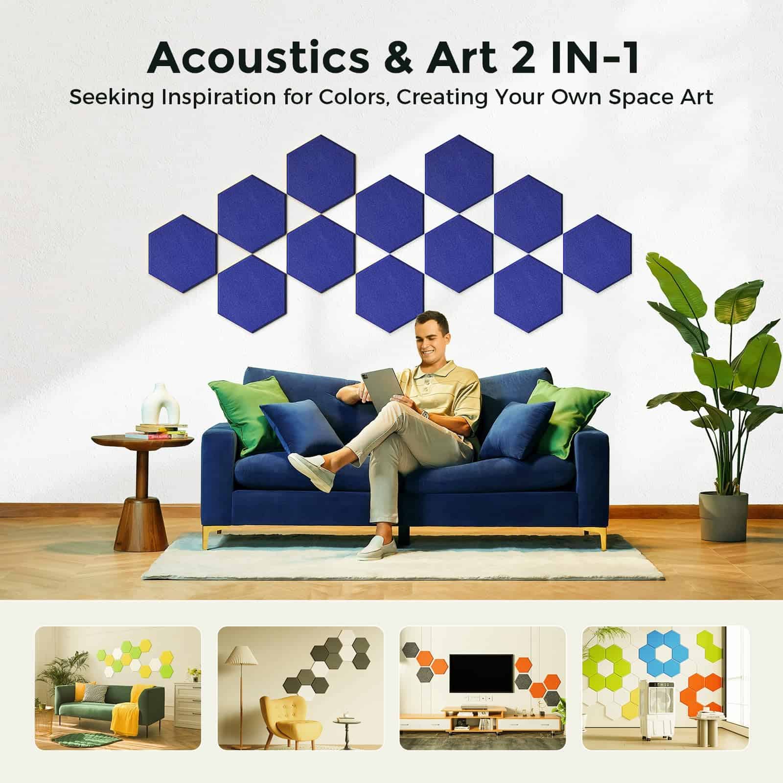 Paquetes de Paneles Acústicos Autoadhesivos Dexmoko - Imagen 6