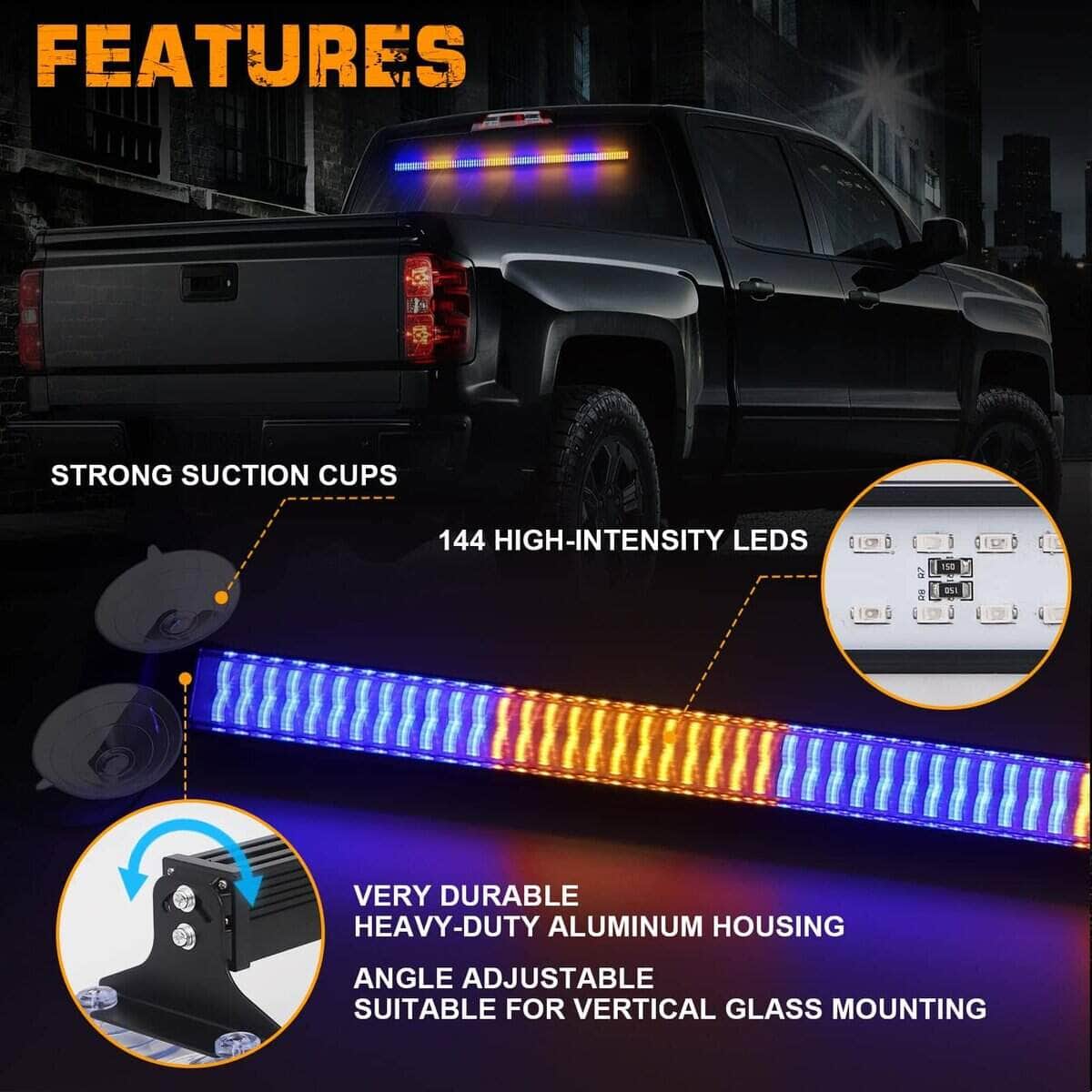 XRIDONSEN 35 pulgadas Barra de luces de advertencia con 144 - Imagen 4