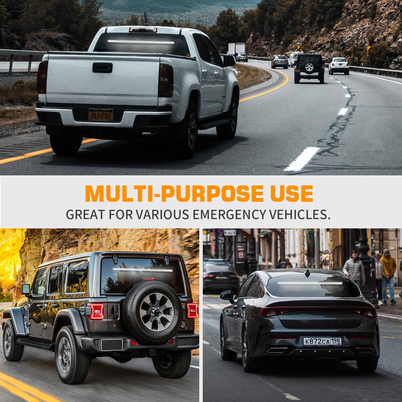 Barra de luces de advertencia de 35 pulgadas -Blanco - Imagen 7