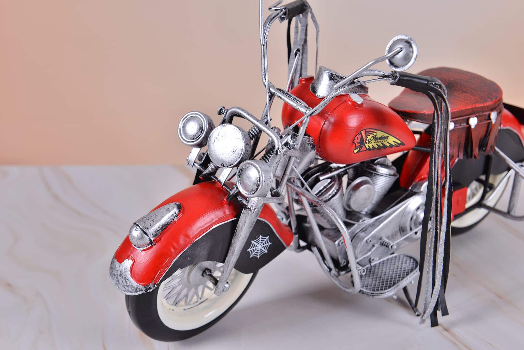 ADILAIDUN Gran Motocicleta Roja, Modelo de Coche de Metal - Imagen 6