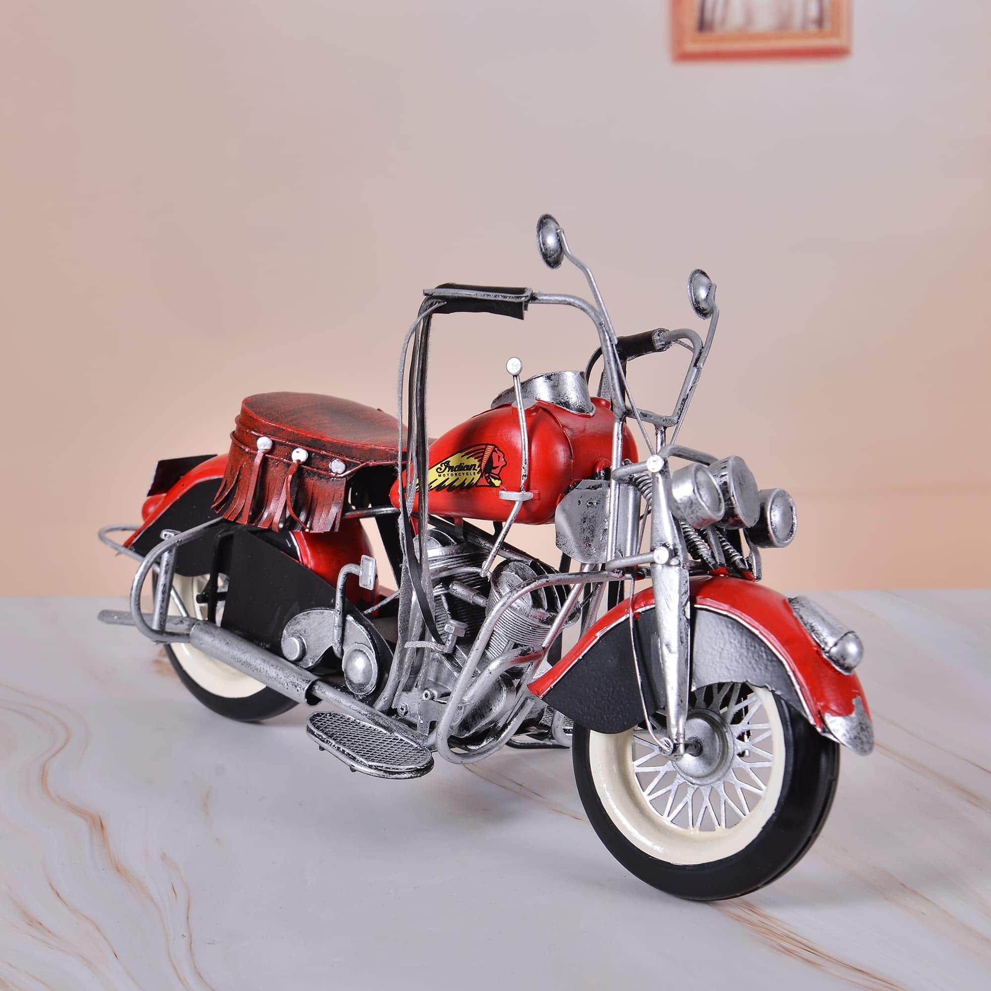 ADILAIDUN Gran Motocicleta Roja, Modelo de Coche de Metal - Imagen 4