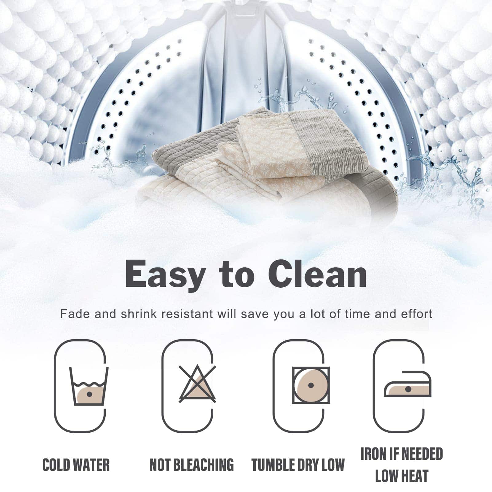 Edredón Floral Queen Y-PLWOMEN - Juego de 3 Piezas de - Imagen 9