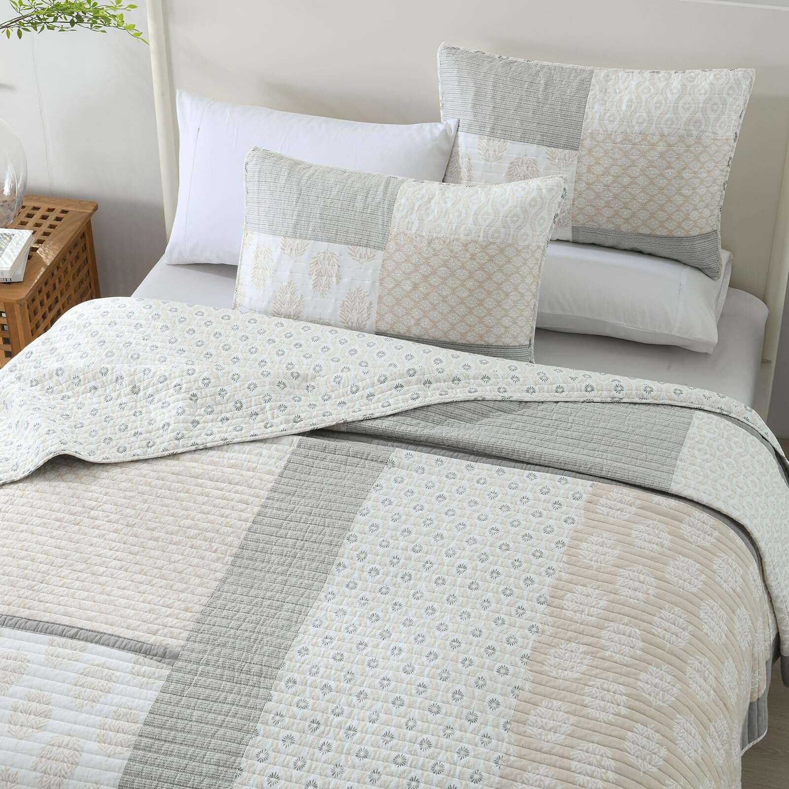 Edredón Floral Queen Y-PLWOMEN - Juego de 3 Piezas de - Imagen 4
