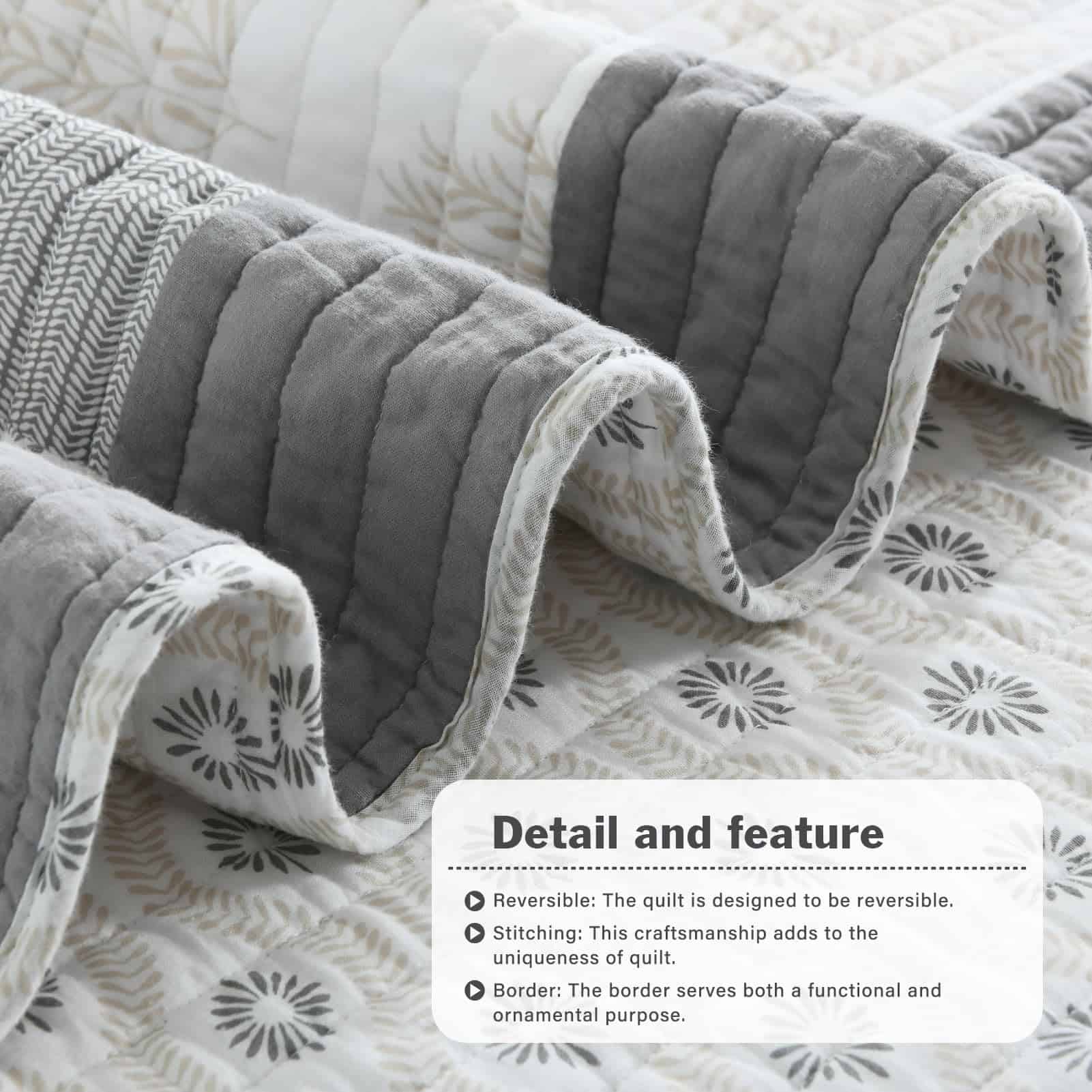 Edredón Floral Queen Y-PLWOMEN - Juego de 3 Piezas de - Imagen 7