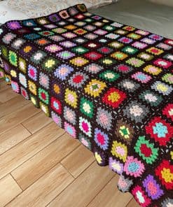 RISEON Manta de Ganchillo Cuadrado de la -Marrón Oscuro