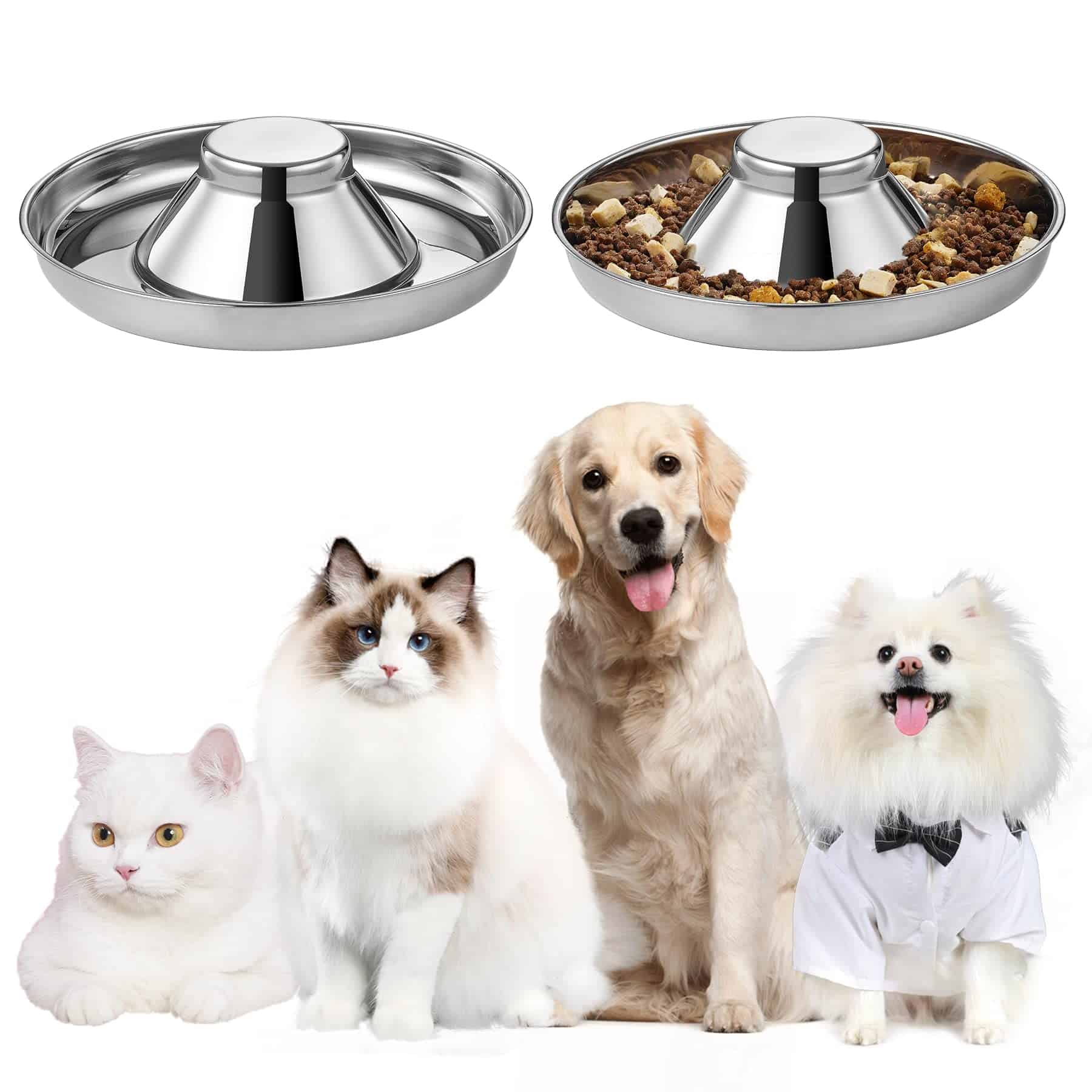 Juego de 2 Tazones de Acero Inoxidable para Perros de