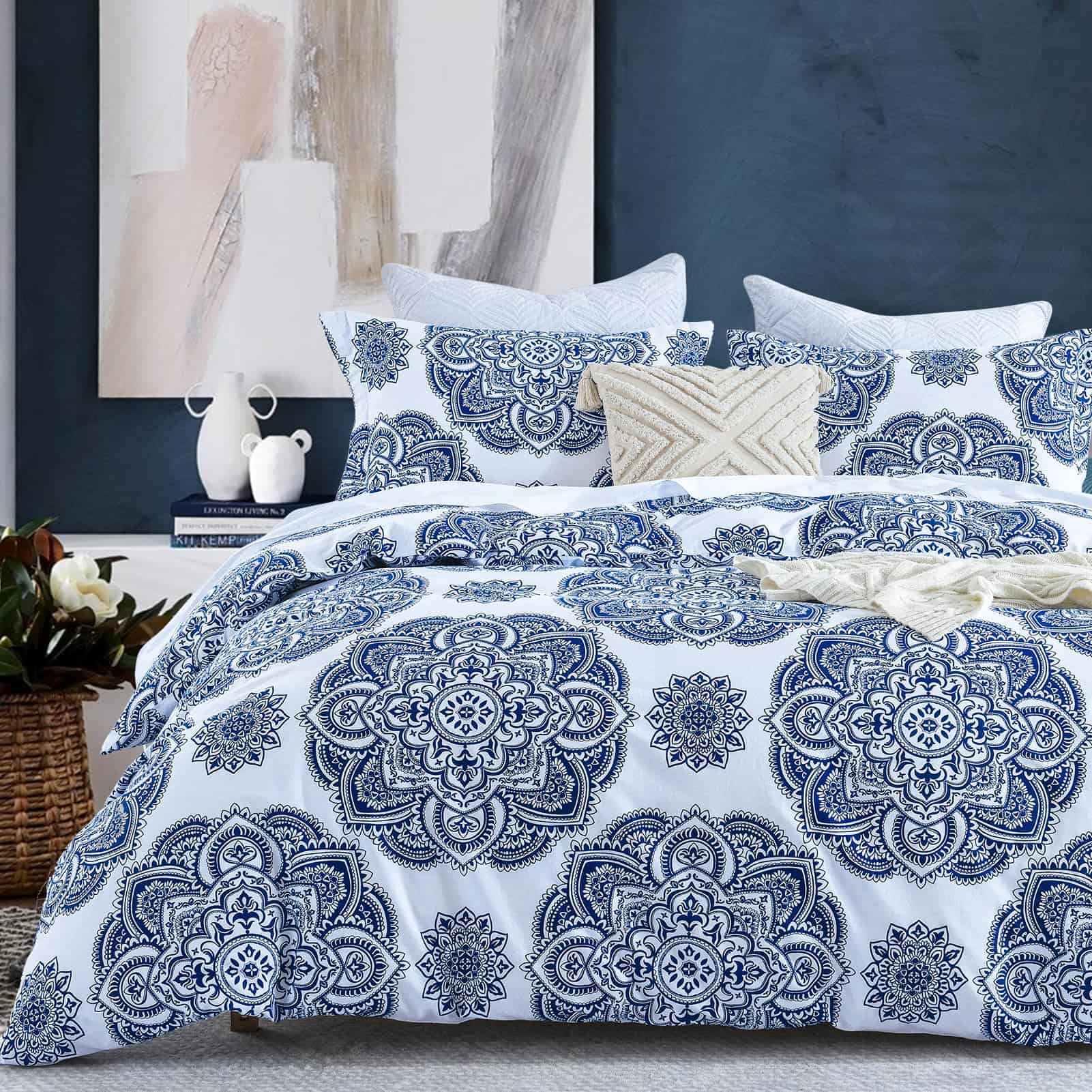 Y-PLWOMEN Funda de Edredón Azul Queen - Funda de Edredón de