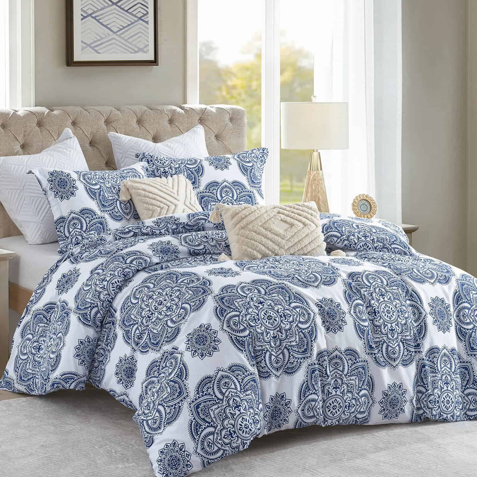 Y-PLWOMEN Funda de Edredón Azul Queen - Funda de Edredón de - Imagen 3