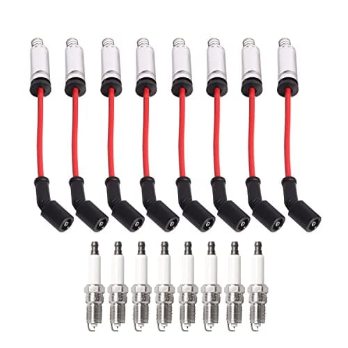 Juego de 8 bujías con cables rojos compatibles con Chevy