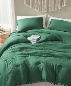 Juego de Edredón Codi Queen Verde Esmeralda Boho, Conjunto