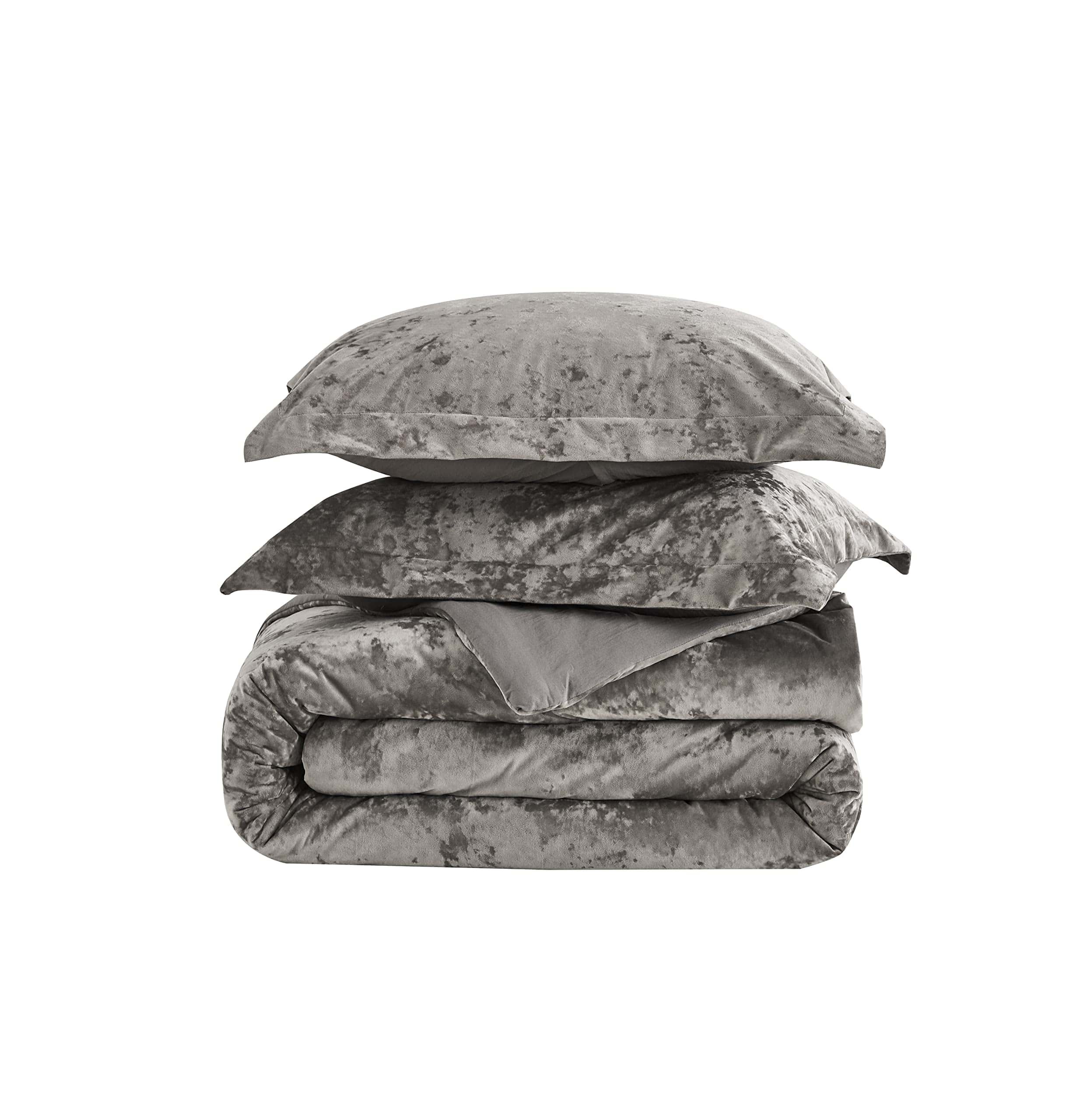 Juego de Edredón de Terciopelo Lux 3 Piezas en Gris Peltre - Imagen 10