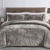 Juego de Edredón de Terciopelo Lux 3 Piezas en Gris Peltre