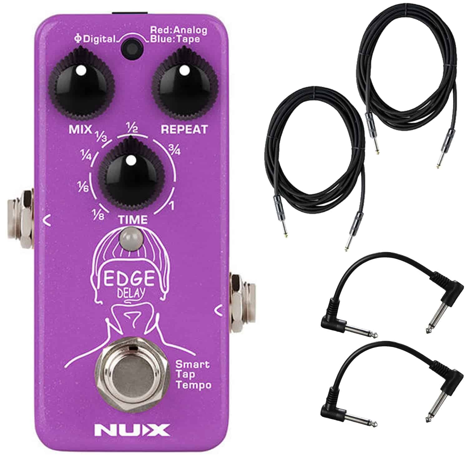 Pedal de Efectos de Guitarra NUX Edge Delay con 2 Cables de