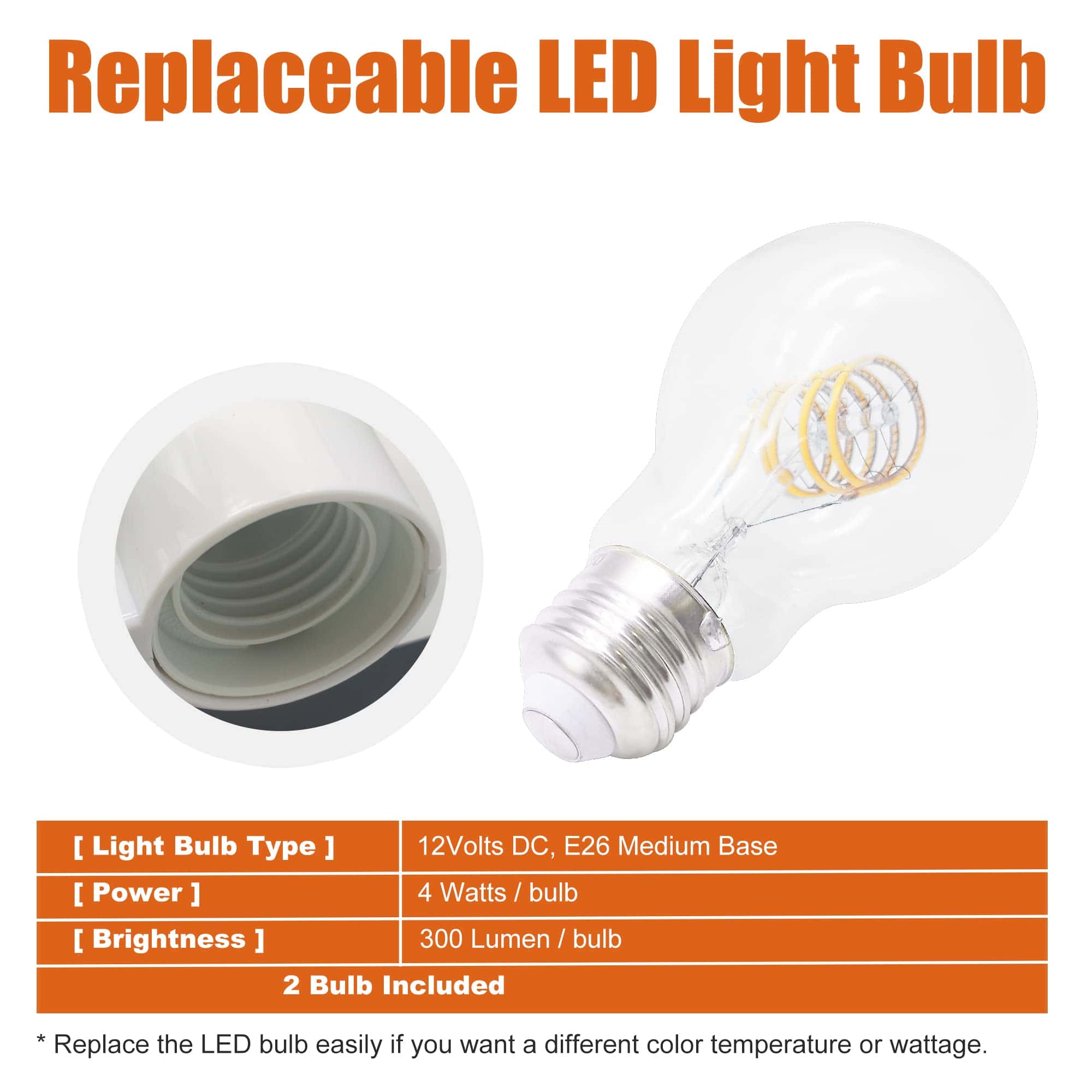 Facon 12V Lámpara Colgante para RV - 11'' Luz de Techo - Imagen 7