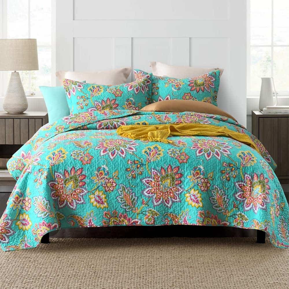 Juego de Colcha Quilt de Algodón Reversible para Cama