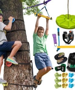 Kit de Cuerda de Tirolina de 70 pies y Agarres de Escalada